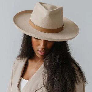 TERESSA FOGLIA Curateur Lynn Rachel Zoe Fedora Boho Rancher Felt Ivory Hat